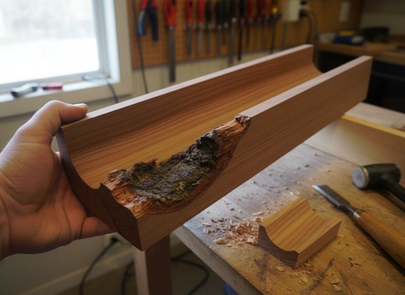 Wood Rain Gutter Installation